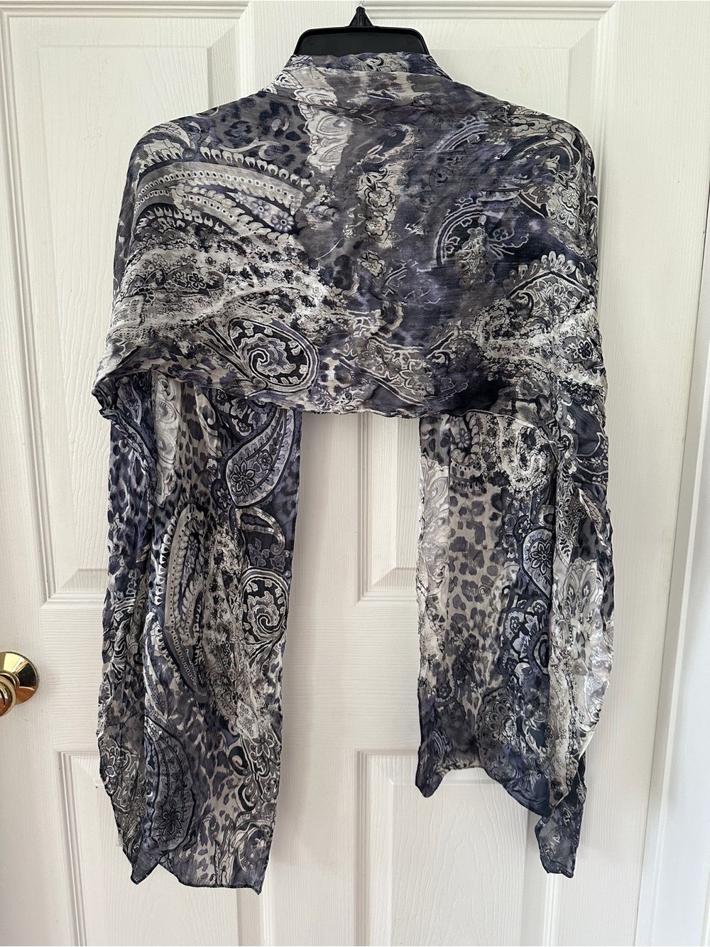 Lightweight Gray Paisley & Animal Print Home Scarf Wrap